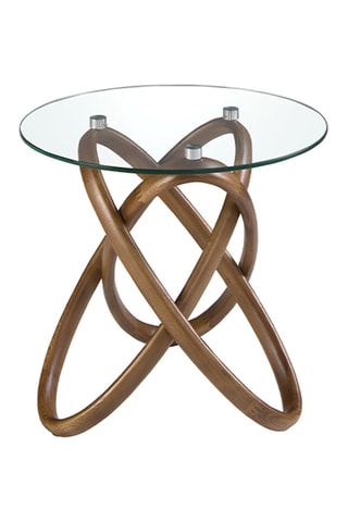 Tavolino in vetro e noce - 55 x 50 x 55 cm