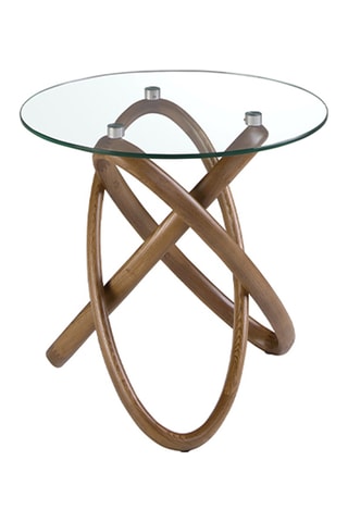 Tavolino in vetro e noce - 55 x 50 x 55 cm