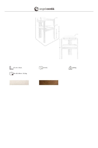 2 sedie in legno massiccio - 57 x 75 x 51 cm