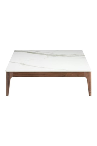 Tavolino - Bianco e neutro - Piano in vetro - 100 x 100 x 30 cm