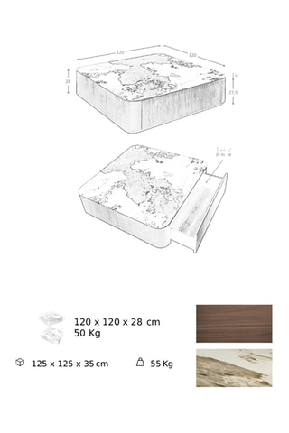 Tavolino in noce - 120 x 28 x 120 cm