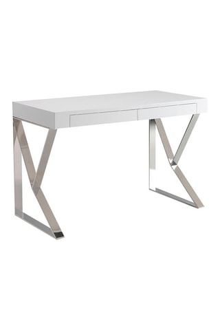 Scrivania - Bianco e argentato - 120 x 61 x 76 cm