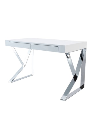 Scrivania - Bianco e argentato - 120 x 61 x 76 cm