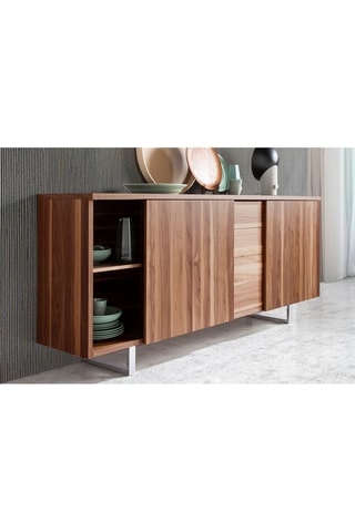 Credenza 2 ante - Effetto noce - 210 x 42 x 90 cm
