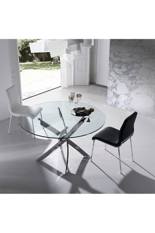 Tavolo da pranzo - Trasparente e cromato - Piano in vetro - 110 x 110 x 75 cm