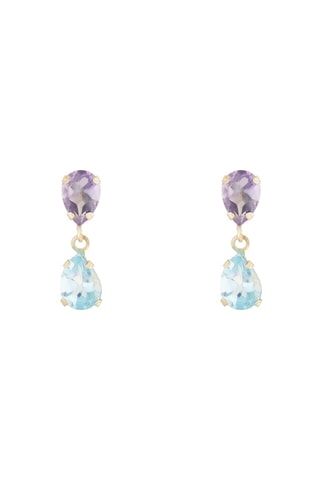 Boucles d'oreilles Gouttes - Or jaune, topaze et améthyste