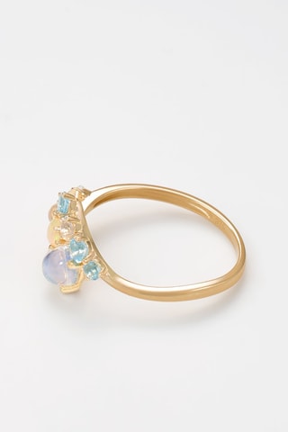 Bague Sedna Or jaune, pierres de lune et opales