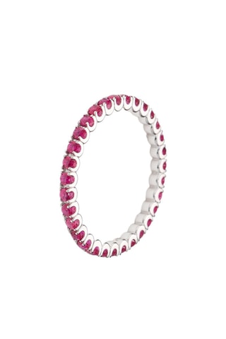 Bague - Or blanc, quartz rose et rubis