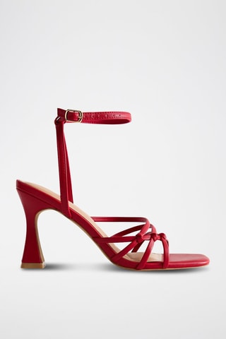 Sandali con tacco in vernice - Rosso