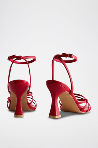 Sandali con tacco in vernice - Rosso