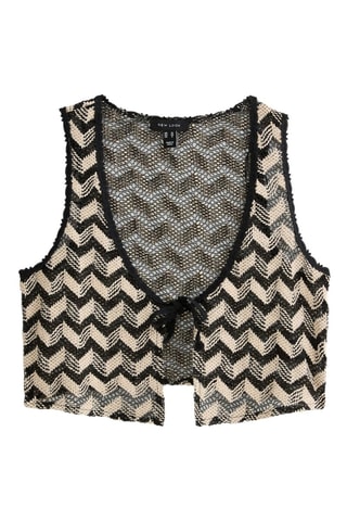 Gilet sans manches - Noi et beige