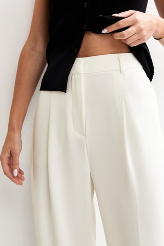 Pantaloni wide legs a vita alta - Bianco