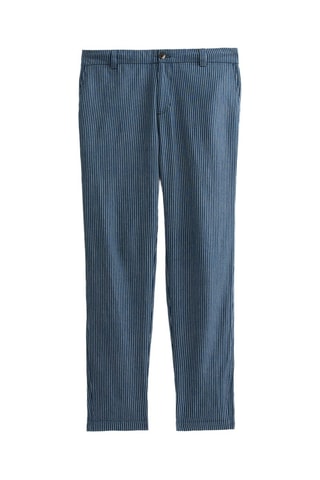 Pantalon regular en lin - Bleu