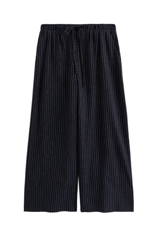 Pantaloni relaxed 7/8 in lino - Navy