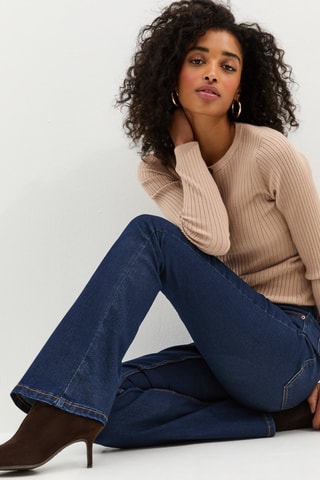 Jeans bootcut a vita alta - Blu scuro
