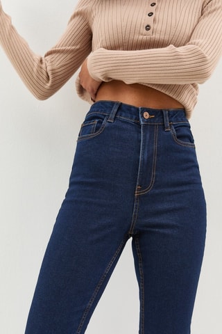 Jeans bootcut a vita alta - Blu scuro