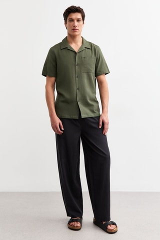 Chemise regular en lin - Kaki