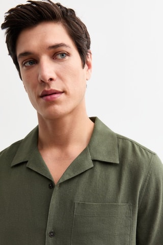 Chemise regular en lin - Kaki