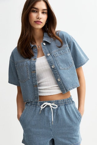 Shorts relaxed a vita alta - Navy
