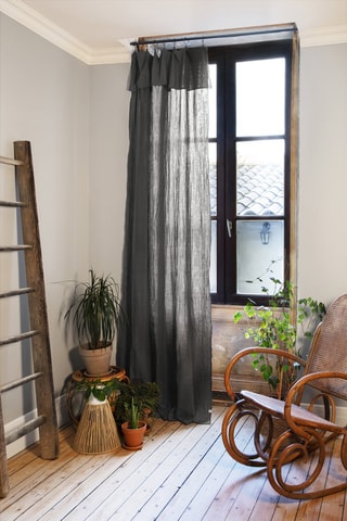 Cortina ajustable de algodón 125 g/m² Gaïa - Antracita - 140 x 300 cm
