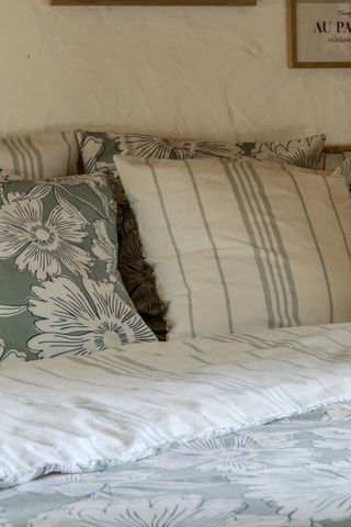 Funda de almohada reversible de algodón 57 hilos/cm² Tamara - Blanco y verde