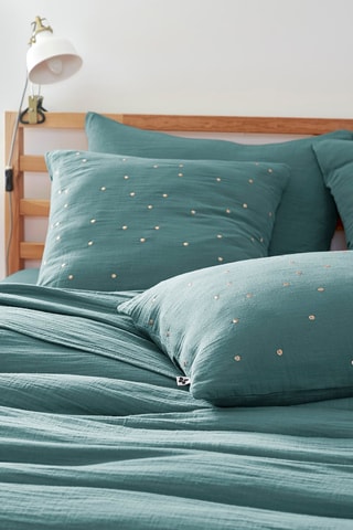 Funda de almohada Gaïa Chic - Azul pato