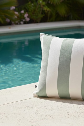 Funda de cojín Noa - Blanco y verde salvia - 45 x 45 cm