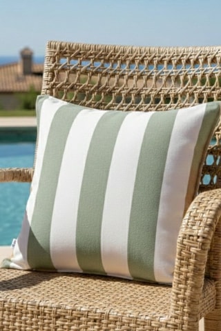 Funda de cojín Noa - Blanco y verde salvia - 60 x 60 cm