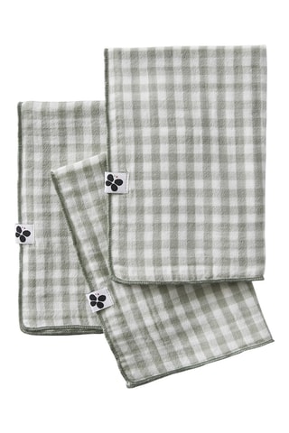 3 servilletas de tela Vicikie - Verde y blanco