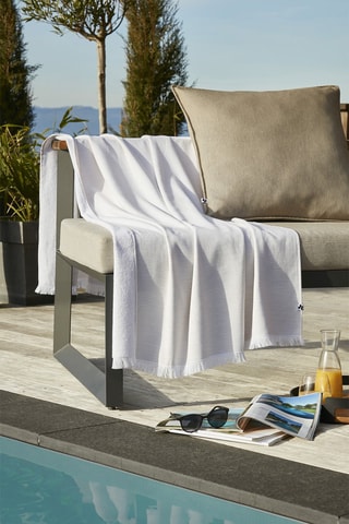 Fouta Naël - 
Beige y blanco - 95 x 180 cm