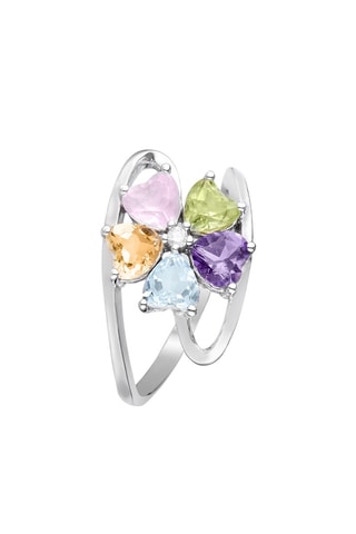 Anello Color Explosion - Oro bianco, ametista, topazio, citrini, tormalina, peridoto e diamante