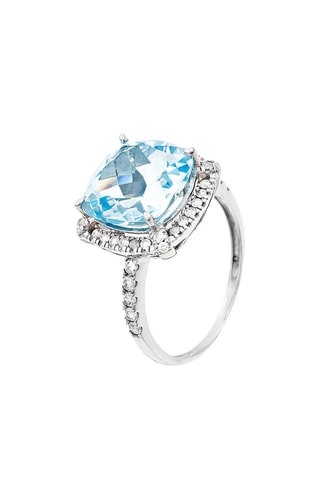 Anello Albury - Oro bianco, diamanti e topazio