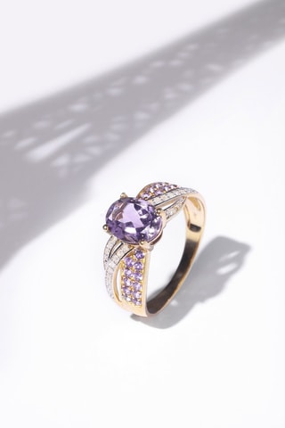 Anello Ballarat - Oro giallo, diamanti e ametiste