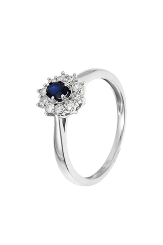 Anello Fleur de saison - Oro bianco, zaffiro e diamanti