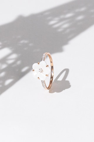 Anello Kajana - Oro rosa, ceramica e diamanti