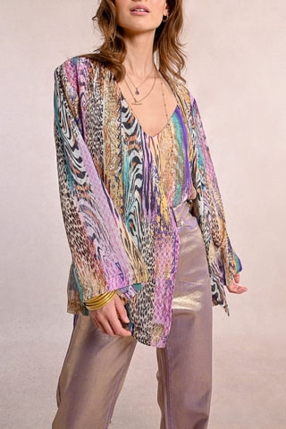 Kimono - Violeta y beige