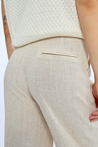 Pantalón de lino de tiro alto - Beige