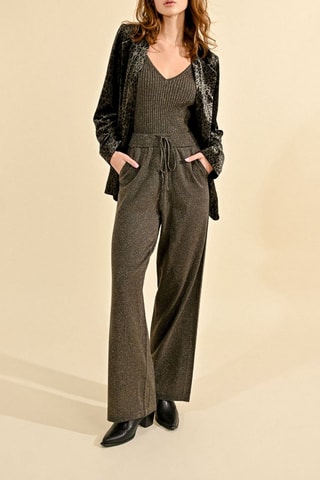 Pantalón wide leg de tiro alto - Caqui