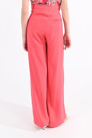 Pantalón de lino de tiro alto - Coral