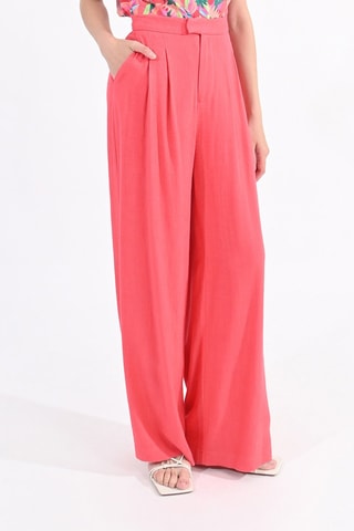 Pantalón de lino de tiro alto - Coral
