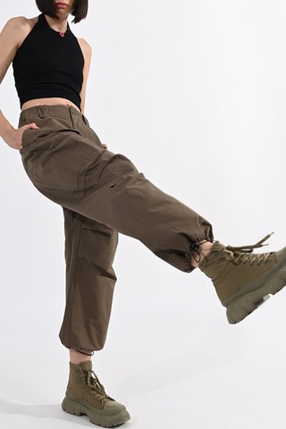 Pantalón de tiro alto - Caqui