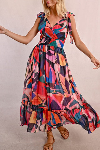 Vestido largo - Rojo y azul rey