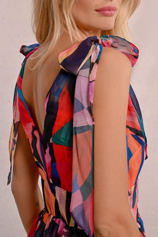 Vestido largo - Rojo y azul rey