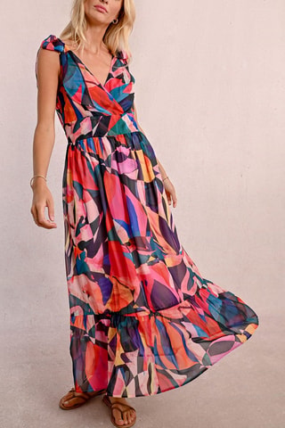 Vestido largo - Rojo y azul rey