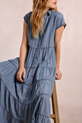 Vestido camisero vaquero - Azul cobalto