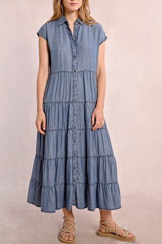 Vestido camisero vaquero - Azul cobalto