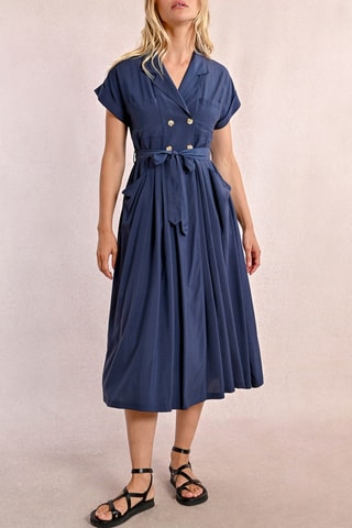 Vestido plisado - Azul marino