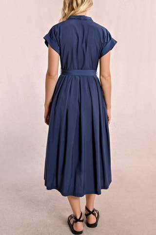 Vestido plisado - Azul marino