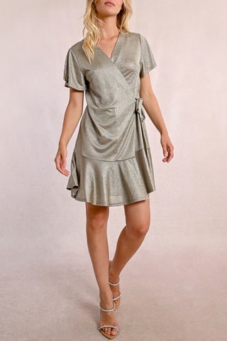 Vestido cruzado - Beige jaspeado