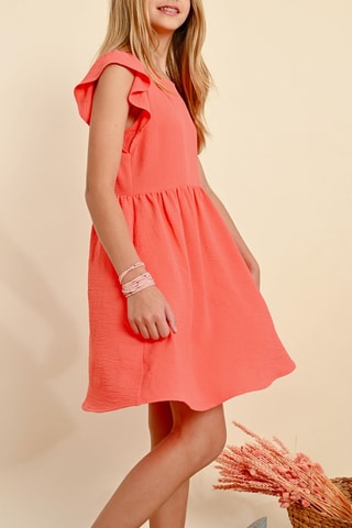 Vestido evasé - Coral